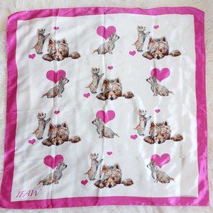 JFAW Pupply Pink Trim Art by Chrissie  Snelling Scarf